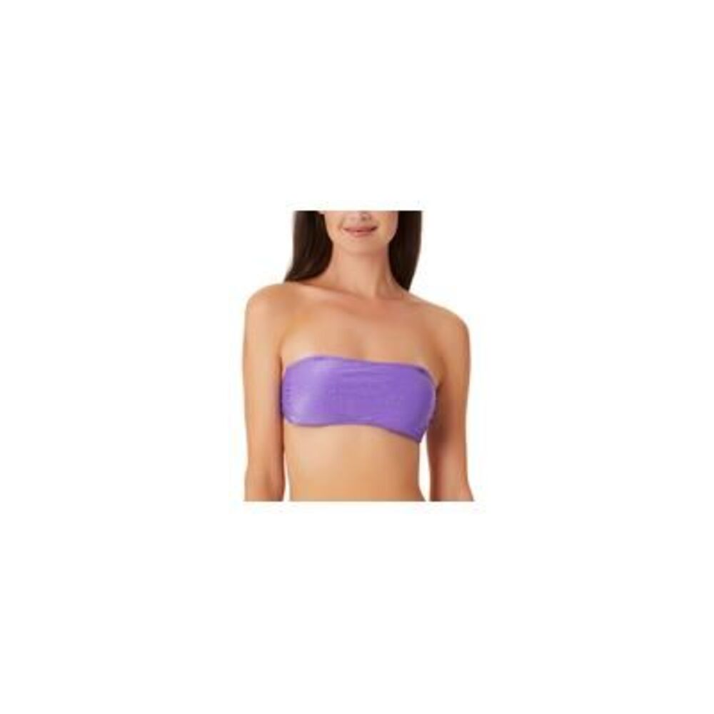 California Waves Metallic Shine Bandeau Bikini Top In Purple - S